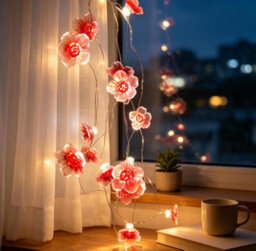 CLEFFNS 3M 30 Leds Cherry Blossom Flower String Lights Battery Operated Decorative String Light For Bedroom Indoor Outdoor Christmas
