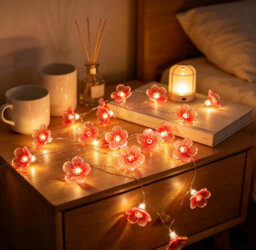 CLEFFNS 3M 30 Leds Cherry Blossom Flower String Lights Battery Operated Decorative String Light For Bedroom Indoor Outdoor Christmas - thumbnail 5