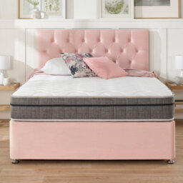 Aspire Olivier Divan And Hybrid Memory Pocket Mattress, Plush Fabric, Strutted Headboard, 2 Drawers, Rose, Double - thumbnail 6