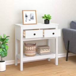 Berkfield Classic Console Table White 75X35X75 Cm Solid Wood Pine - thumbnail 3