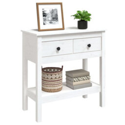 Berkfield Classic Console Table White 75X35X75 Cm Solid Wood Pine - thumbnail 4