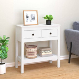 Berkfield Classic Console Table White 75X35X75 Cm Solid Wood Pine - thumbnail 2
