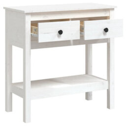 Berkfield Classic Console Table White 75X35X75 Cm Solid Wood Pine - thumbnail 7