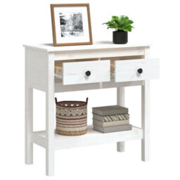 Berkfield Classic Console Table White 75X35X75 Cm Solid Wood Pine - thumbnail 5