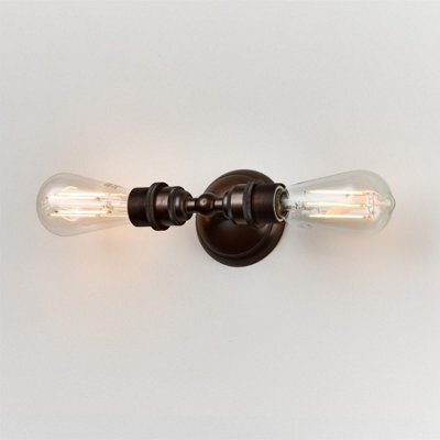 Old School Electric Twin Industrial Wall Light - Dark Bronze - image 1