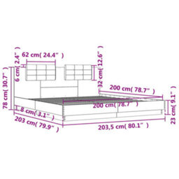 Berkfield Bed Frame Without Mattress Grey Sonoma 200X200Cm - thumbnail 9