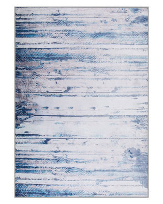 Beliani Low-Pile Polyester Rug 140 X 200 Cm - Grey Beige Modern Abstract Pattern - image 1