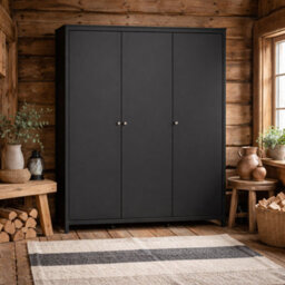 Wyld Haus Gossmere Matt Black 3-Door Wardrobe By - thumbnail 1