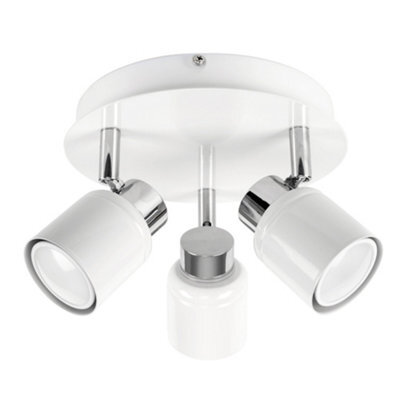 Valuelights Benton White 3 Way Round Ip44 Bathroom Ceiling Spotlight And Cool Bulbs - image 1