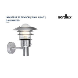 Nordlux Lonstrup Industrial Outdoor Galvanized Steel Wall Light Coastal/marine Safe Silver, Mains - thumbnail 3