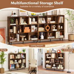 Gainoom 10-Cube Brown Bookcase Mid Century Modern Storage Organizer - thumbnail 6