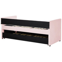 Beliani Trundle Bed Velvet Troyes 90 X 200 Cm (Eu Single) Pastel Pink - thumbnail 7