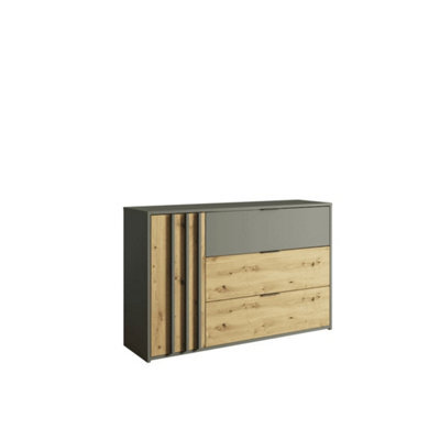 Arte Rimini 46 Chest Of Drawers 125Cm Graphite & Oak Artisan - Adaptable Storage With Contemporary Style - image 1