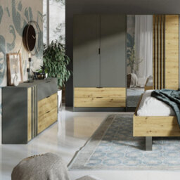 Arte Rimini 46 Chest Of Drawers 125Cm Graphite & Oak Artisan - Adaptable Storage With Contemporary Style - thumbnail 3