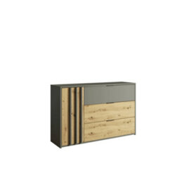 Arte Rimini 46 Chest Of Drawers 125Cm Graphite & Oak Artisan - Adaptable Storage With Contemporary Style - thumbnail 1