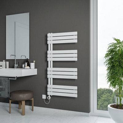 Agadon Lola Open Electric Designer Panel Towel Radiator - 1200 X 600 mm White - 600 W Smart Heating Element - image 1