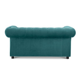 Furnishings For Less UK Ashbourne Chesterfield Large Teal Velvet Fabric 2 Seater Sofa Studded Design - thumbnail 3