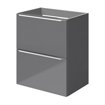 GoodHome Imandra Slimline Gloss Grey Wall-Mounted Bathroom Cabinet (H) 600mm (W) 500mm - image 1