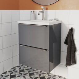 GoodHome Imandra Slimline Gloss Grey Wall-Mounted Bathroom Cabinet (H) 600mm (W) 500mm - thumbnail 5