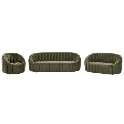 Beliani Living Room Set 6 Seater Malung Velvet Dark Green - image 1
