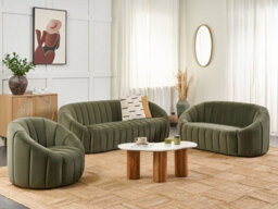 Beliani Living Room Set 6 Seater Malung Velvet Dark Green - thumbnail 2