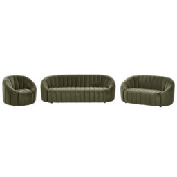 Beliani Living Room Set 6 Seater Malung Velvet Dark Green - thumbnail 1
