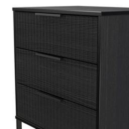 Ancona Matt Black Ash 3 Drawer Chest (H)678mm (W)575mm (D)395mm - thumbnail 5