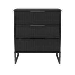 Ancona Matt Black Ash 3 Drawer Chest (H)678mm (W)575mm (D)395mm - thumbnail 2