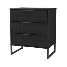 Ancona Matt Black Ash 3 Drawer Chest (H)678mm (W)575mm (D)395mm - thumbnail 6