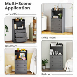 Gainoom 3-Drawer Grey Dresser Modern Chest Of Drawers With Anti-Toppling - thumbnail 9