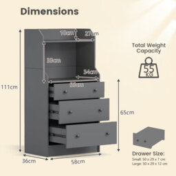 Gainoom 3-Drawer Grey Dresser Modern Chest Of Drawers With Anti-Toppling - thumbnail 2