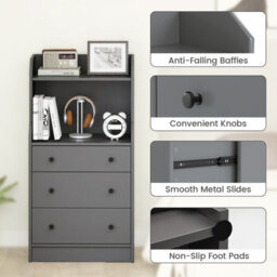 Gainoom 3-Drawer Grey Dresser Modern Chest Of Drawers With Anti-Toppling - thumbnail 6