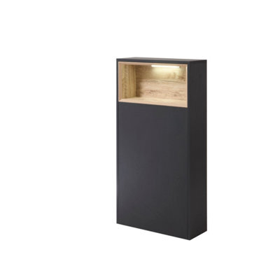 Homestylestore Black Grey 600mm Led Lit Floorstanding Open Shelf Bathroom Toilet Wc Unit - image 1