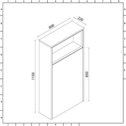 Homestylestore Black Grey 600mm Led Lit Floorstanding Open Shelf Bathroom Toilet Wc Unit - thumbnail 3