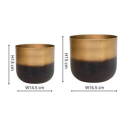Ivyline Oscar Two Tone Planter (Set Of 2) - Metal - L16.5 X W16.5 X H15 Cm - Gold - thumbnail 4