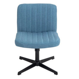 Blue Office Chair Fabric Padded Seat Armless Chair Swivel Mid-Back - thumbnail 2