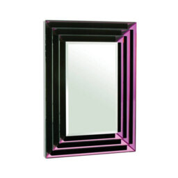 Orsina Luxe Purple Bevelled Wall Mirror, Large Mirror, Three-Tier Mirrored Frame, Ideal For Traditional Interiors