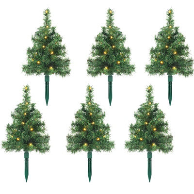 Werchristmas Set Of 6 30 Cm Christmas Tree Pathway Stake Lights, 90 Warm White Leds - image 1