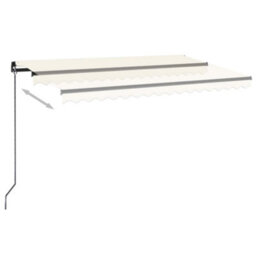 Berkfield Manual Retractable Awning With Led 450X300 Cm Cream - thumbnail 3