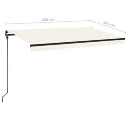 Berkfield Manual Retractable Awning With Led 450X300 Cm Cream - thumbnail 7