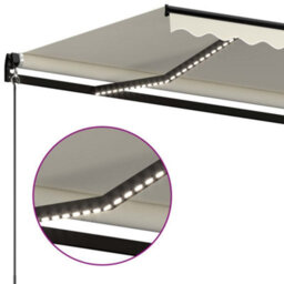 Berkfield Manual Retractable Awning With Led 450X300 Cm Cream - thumbnail 5