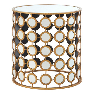 Orsina Reflective Gold Finish Mirror Side Table, Durable Small Lounge Table, Sturdy Small Bedside Table For Bedroom - image 1
