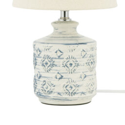 Beliani Beige And Blue Embossed Ceramic Table Lamp With Warm Beige Fabric Shade, 20Cm X 20Cm X 35Cm - thumbnail 9