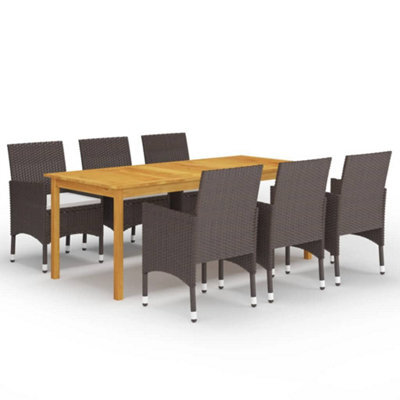 Berkfield 7 Piece Garden Dining Set With Cushions Brown - image 1