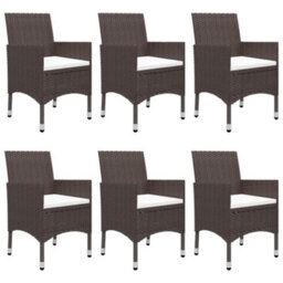 Berkfield 7 Piece Garden Dining Set With Cushions Brown - thumbnail 2