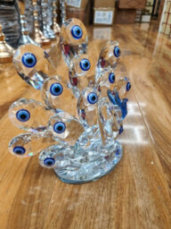 Biznest Xl Beautiful Glass Blue Eyed Peacock Crystal Clear Ornament Figurine Freestanding Indoor Home Tabletop Bird Deco Shelf Sitter 20Cm - thumbnail 2
