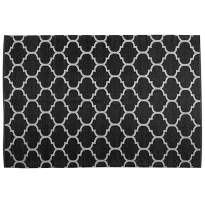 Beliani Outdoor Rug Aladana Black/ White 140 X 200 Cm Reversible - image 1