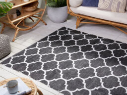 Beliani Outdoor Rug Aladana Black/ White 140 X 200 Cm Reversible - thumbnail 2