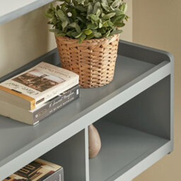 Sobuy Fhk28-Hg, Wall Coat Rack Wall Shelf Wall Storage Cabinet Unit With 3 Compartments 4 Hooks, Grey,w100Xd24.7Xh35 - thumbnail 6