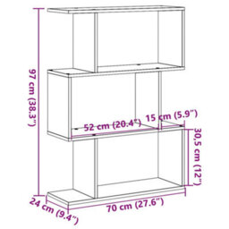 Vidaxl Room Divider Bookcase 3-Tier Grey Sonoma 70X24X97 Cm Engineered Wood - thumbnail 3